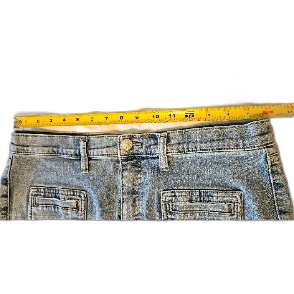 Nicole Miller Jeans Sz 14 Womens Nomad Patches High Rise Bell Bottom Faded Denim - Picture 13 of 16